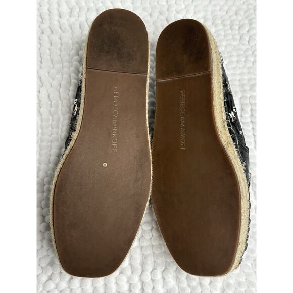 REBECCA MINKOFF Espadrille Shoes Sz 6.5M Black Silver Moons Stars Studs Flats - Picture 7 of 9